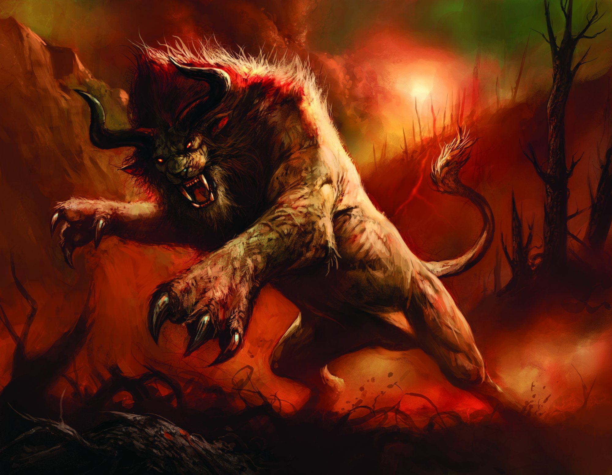 Страшный рев зверя. Шелхабирон демон Лев-змея. Сирианский бык оборотень.