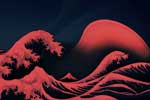 картинки рендеринг,океан красные волны