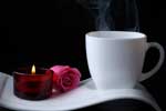 картинки цветы,роуза кофе и свеча