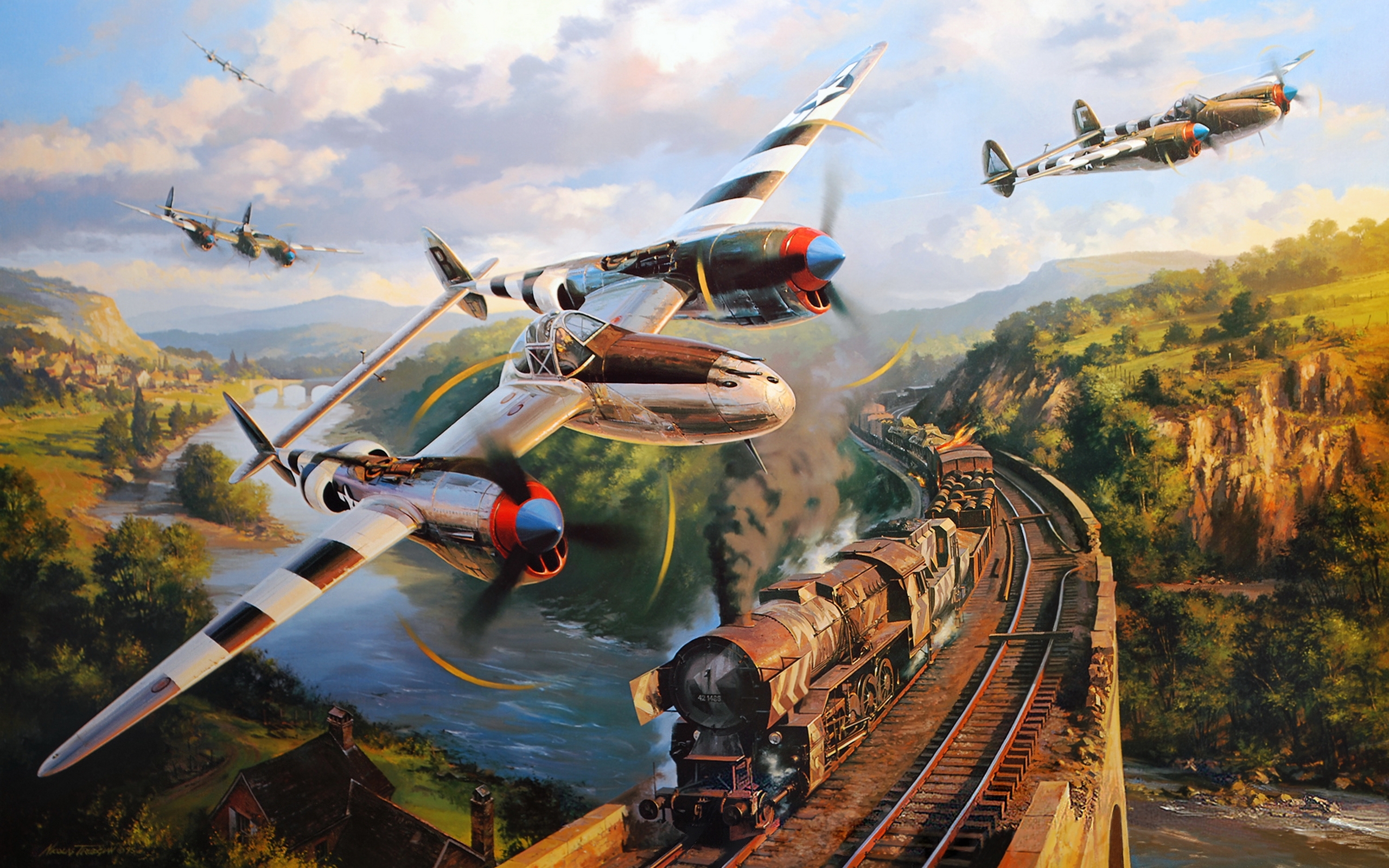 Самолеты на картинах Nicolas Trudgian